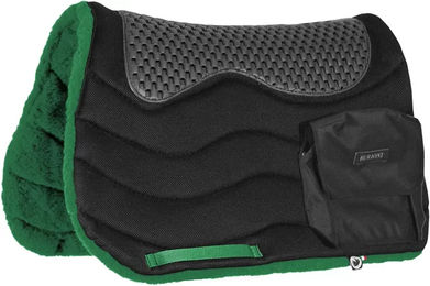 Produktbild von Burioni Piuma Satteldecke für Pferde mit TT/HD Taschen aus Velours in Grün