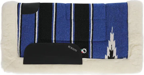 Produktbild von Burioni Western-Pferdeteppich aus reiner Wolle im Navajo-Design bunt und blau
