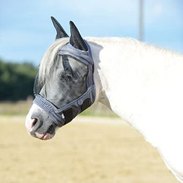 Busse Fliegenmaske FLY BUCKLER GAP II Grau für Warmblut – Bild 1 von 2