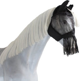 Busse Fliegenmaske Fly Cover Fransen Gap II für Ponys in Schwarz aus Nylon – Bild 1 von 12