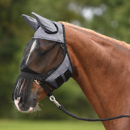 Busse Fliegenmaske Fly Cover Fransen II für Pferde in Grau/Schwarz Größe SH – Bild 1 von 1