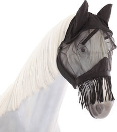 Busse Fliegenmaske Fly Cover Fransen Schwarz für Warmblut aus Nylon – Bild 1 von 7