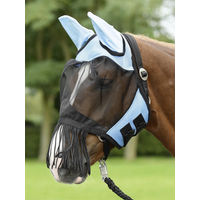 Produktbild von Busse Fliegenmaske Fly Cover mit Fransen für Ponys in Hellblau und Schwarz