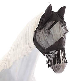 Busse Fliegenmaske Fly Cover mit Fransen für Vollblut in Schwarz – Bild 1 von 5