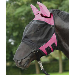 Busse Fliegenmaske Fly Cover Pro für Pferde in Rosa/Schwarz aus Nylon – Bild 1 von 5