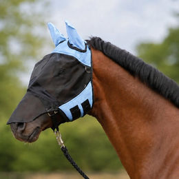Busse Fliegenmaske Fly Cover Pro II für Pferde Größe WB hellblau/schwarz – Bild 1 von 1