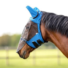 Busse Fliegenmaske Fly Guard II Plus für Vollblut in Blau aus Polyester – Bild 1 von 3
