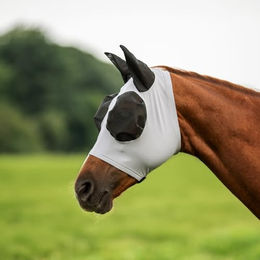 Busse Fliegenmaske Twin Fit Flexi CL für Warmblut in Grau und Weiß aus Nylon – Bild 1 von 2