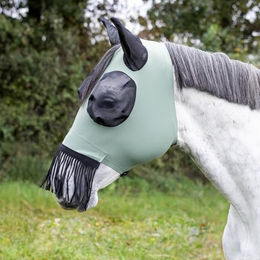 Busse Fliegenmaske Twin Fit Flexi FR XWB mit Fransen in Grün – Bild 1 von 2