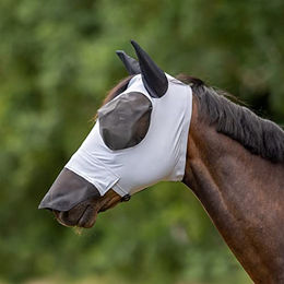 Busse Fliegenmaske Twin Fit Flexi Plus für Warmblut aus Nylon in Grau Weiß – Bild 1 von 2