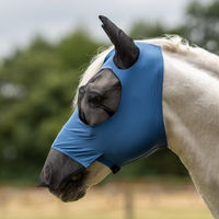 Produktbild von Busse Fliegenmaske Twin Fit Flexi Plus für Warmblut in Schwarz und Blau aus Nylon