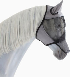 Busse Fly Cover Pro Fliegenmaske für Vollblut Pferde Grau Schwarz – Bild 1 von 4