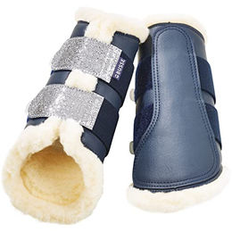 Busse Gamaschen St. Georges Glitter Navy/Silber mit Kunstfell Größe L – Bild 1 von 4