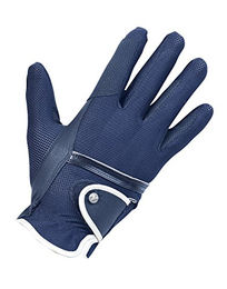 Busse Reithandschuhe SUMMER aus Kunstleder für den Sommer in Weiß und Blau Größe M – Bild 1 von 2