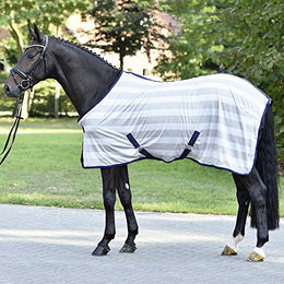 Busse Transport-Fliegendecke Stripe in Navy Silver mit 85 cm Rückenlänge – Bild 1 von 3