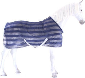 Busse Transport-Fliegendecke Stripe Navy Silber Rückenlänge 115 cm – Bild 1 von 9