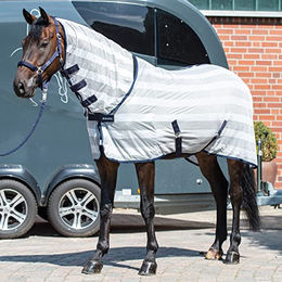 Busse Transport-Fliegendecke STRIPE PLUS für Pferde silber navy 145 cm – Bild 1 von 3