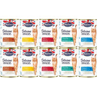 Produktbild von BUTCHER'S Delicious Dinners Hundefutter Geschmacksmischung Huhn Rind Wild Forelle in Gelee glutenfrei ohne Konservierungsstoffe 10x400g