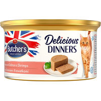 Produktbild von Butcher's Delicious Dinners Katzen Mousse Lachs und Garnele 48 x 85 g glutenfrei ohne Konservierungsstoffe und Zucker - 48 x 85 g