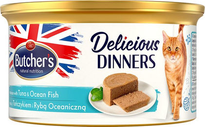 Produktbild von Butcher's Delicious Dinners Katzen Mousse Thunfisch und Meeresfisch 48 x 85 g glutenfrei - 48 x 85 g