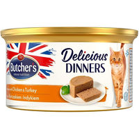 Produktbild von Butcher's Delicious Dinners Katzen Nassfutter Huhn und Truthahn Mousse Sparpaket 48 x 85 g glutenfrei ohne Konservierungsstoffe und Zucker - 48 x 85 g