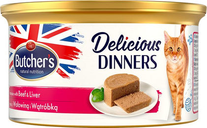 Produktbild von Butcher's Delicious Dinners Katzen Nassfutter Mousse Rind und Herz 48 x 85 g glutenfrei - 48 x 85 g