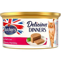 Produktbild von Butcher's Delicious Dinners Katzen Nassfutter Rind und Leber Mousse 24 x 85 g glutenfrei ohne Zucker und Konservierungsstoffe - 24 x 85 g