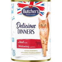 Produktbild von Butcher's Delicious Dinners Katzenfutter Huhn und Rind in Gelee glutenfrei und ohne Konservierungsstoffe 400g - 400 g