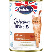 Produktbild von BUTCHER'S Delicious Dinners Katzenfutter Stückchen in Gelee mit Wild und Huhn glutenfrei 400g - 400 g