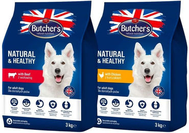 Produktbild von BUTCHER'S Natural & Healthy Mix Hundetrockenfutter Huhn und Rind 2 x 3 kg ohne Zucker und Konservierungsstoffe - 2 x 3 kg