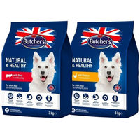 Produktbild von BUTCHER'S Natural & Healthy Mix Hundetrockenfutter Huhn und Rind 2 x 3 kg ohne Zucker und Konservierungsstoffe - 2 x 3 kg