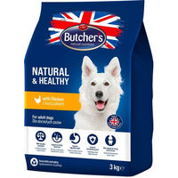 Produktbild von BUTCHER'S Natural & Healthy Trockenfutter Huhn für adulte Hunde 3 kg ohne Farb- und Aromastoffe - 2 x 3 kg