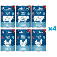 Produktbild von Butcher's Original Junior Mix Welpen Futter Rind Huhn Lachs in Gelee getreidefrei glutenfrei 24x400g