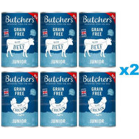 Produktbild von Butcher's Original Junior Mix Welpenfutter Rind Huhn Leber in Gelee getreidefrei glutenfrei 12x400g