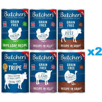 Produktbild von Butcher's Original Mix Hundefutter Adult Rind Pute Huhn Lamm Getreidefrei 12x400g