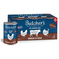 Produktbild von Butcher's Original Nassfutter für Hunde Adult Getreidefrei Stückchen in Sauce mit Rind Pute und Huhn 6x400 g - 6 x 400 g