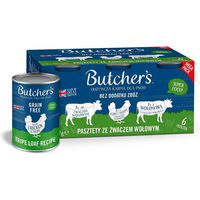 Produktbild von Butcher's Original Nassfutter Pastete mit Rinderpansen Huhn und Rind für Hunde Adult Getreidefrei und Glutenfrei 6 x 400 g - 6 x 400 g