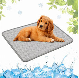 Bwecuy Selbstkühlende Hundematte aus Ice-Silk-Gewebe für Hunde und Katzen in Grau – Bild 1 von 4