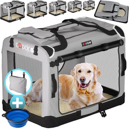 Produktbild von Cadoca faltbare Hundetransportbox M 60x42x44cm Grau