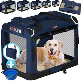 Produktbild von Cadoca faltbare Hundetransportbox S 50x34x36cm Navy Blau
