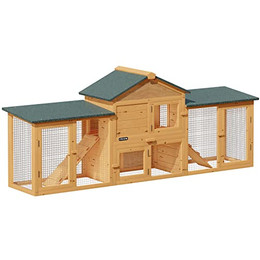 Produktbild von Cadoca Kleintierstall 2-stöckig 204x45x84 cm mit Lauframpen
