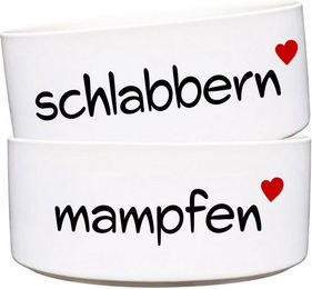 Produktbild von Cadouri Futternapf SCHLABBERN & MAMPFEN Keramik Hundenapf-Set - 1000 ml