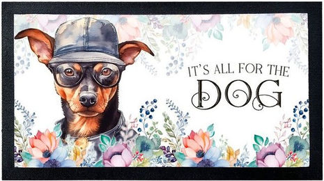 Produktbild von Cadouri Napfunterlage Zwergpinscher aus Polyester mit rutschfester Gummirückseite