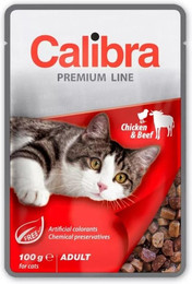 Produktbild von CALIBRA Cat Premium Line Adult Chicken&amp;Beef 100 g mit Rind und Huhn für Katzen