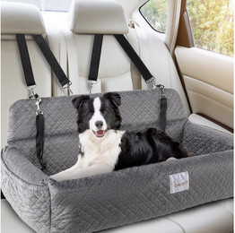 Produktbild von CALIYO Hunde-Autositz Hundeautositz für große/mittlere Hunde, Hochdichter und elastischer Schwamm, Imitat-Leinenstoff, Vollständig Abnehmbarer & waschbarer Hundereisesitz mit dickem Kissen