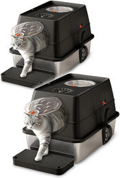 Produktbild von CALIYO Katzentoilette XXL Edelstahl Katzenklo mit Deckel, Pedals & Schaufel, Große Metallkatzentoilette geschlossene für große Katzen