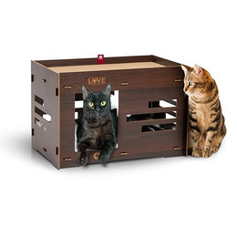 Produktbild von Canadian Cat Company Katzenhaus Petitot mit Kratzpappe und Wendekissen
