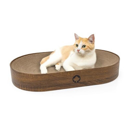 Produktbild von Canadian Cat Company Kratzbrett Apollo Katzenbett aus Wellpappe oval walnuss