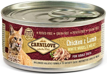 Produktbild von CARNILOVE 100 Gramm Katzennassfutter 12 x 100 Gramm Adult Chicken & Lamb