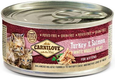 Produktbild von CARNILOVE 100 Gramm Katzennassfutter Sparpaket 24 x 100 Gramm Kitten Turkey & Salmon